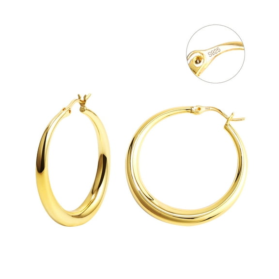 Alexcraft 925 Steling Silver Hoop Earrings For Women Thick Hoop Earrings Hollow Hoops Earrings Lightweight Big Hoop Earrings Hypoallergenic Large Earrings