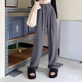 thumbnail image 3 of sunsanly Women Wide Leg Dress Pants High Waist Button Zipper Fly Casual Trousers with Pockets Solid Color Office Lady Long Pants Workwear, 3 of 8