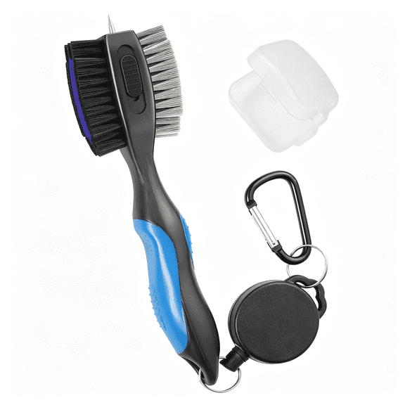 BESTSKY Golf Club Brushes, Golf Cleaning Tool, with Retractable Cleaning Nails, Nylon and Wire Bristles Oversize Double Brush Head with 2Ft Retractable Zip-Line Metal Buckle