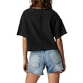 thumbnail image 4 of Vivianyo HD Casual Women's Summer Short Sleeve T-Shirt Women's Solid Round Neck Short Exposed Navel Top With Back Design And Pockets Loose Fitting T-shirt Short Sleeved Round Neck Top/shirt, 4 of 7