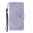 thumbnail image 2 of For IPhone 17 Pro 6.3" Ethnic Wind Embossed Strong Magnetic Attachment/Closure, Card Slots/Pocket, PU Leather Flip Wallet Case ﻿,Purple,For iPhone 17 Pro, 2 of 7