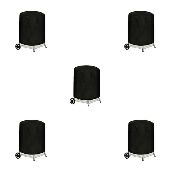 Maytalsory Outdoor Round BBQ Cover Black All-Purpose Sun for Protection Oven Covers Anti-Dust Grill Protector for Home Patio Decoration Black/Silver 77*70 CM 5Set