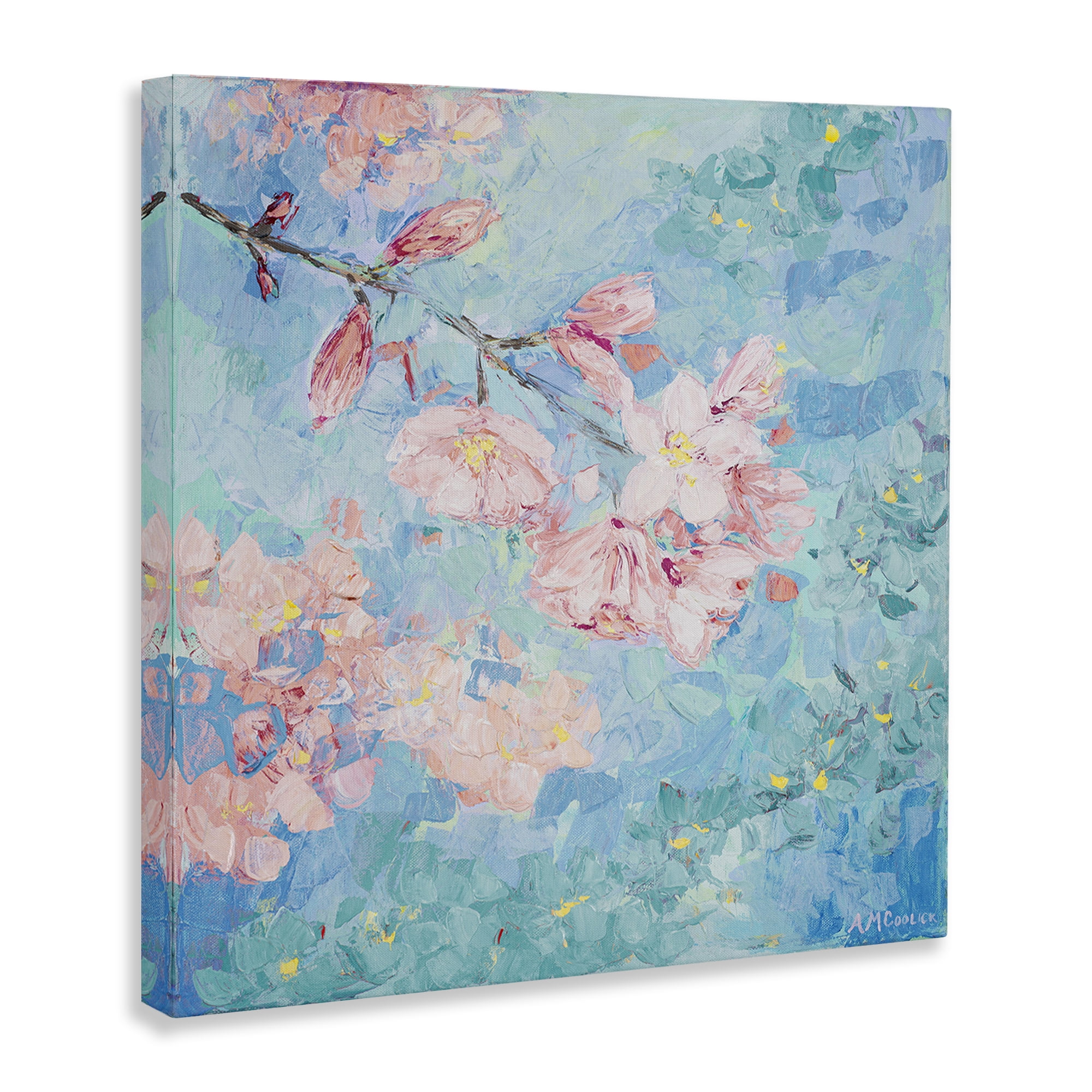 Stupell Industries Yoshino Cherry Blossom Plants & Flowers Painting Wrapped Canvas Art Print Wall Art, 17 x 17