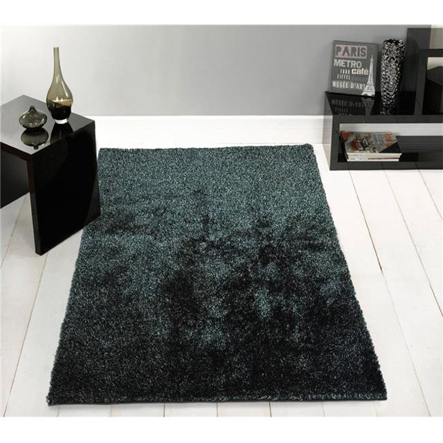 Amazing Rugs A1003-57 Tapis de 5 x 7 Pi Shaggy Fuzzy Main Touffeté Zone en Frêne Noir