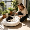 thumbnail image 7 of Calming Donut Dog Bed for Small Dogs & Cats, Washable Round Plush Cuddler, Anti-Anxiety Sleeping Cushion, 40x40cm, 7 of 7