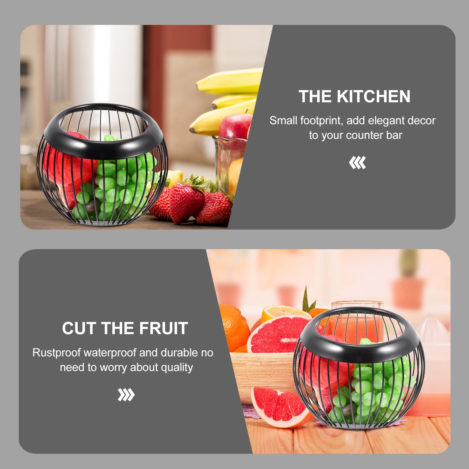 PAMINGONO Modern Black Stainless Steel Storage Basket for Kitchen Snacks, Household Organization and Sundries Storage