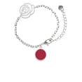 thumbnail image 2 of Delight Jewelry Silvertone Small Maroon Enamel Disc Silver-tone Flower Link Chain Bracelet, 6.75"+2" Extender, 2 of 4