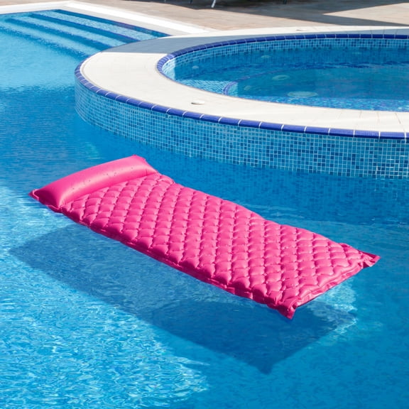 85" Roll 'N' Go Inflatable Swimming Pool 1-Person Air Mattress with Pillow - Pink
