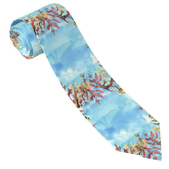 Xecao Sea and Fish Print Tie For Men Necktie Woven Jacquard Neck Ties,Classic Men's Tie