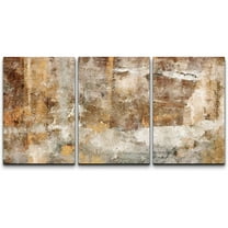 wall26 Canvas Print Wall Art Set Minimal Brown Paint Stroke Landscape Abstract Shapes Illustrations Modern Art Decorative Multicolor Chic for Living Room, Bedroom, Office - 16"x24"x3 Panels