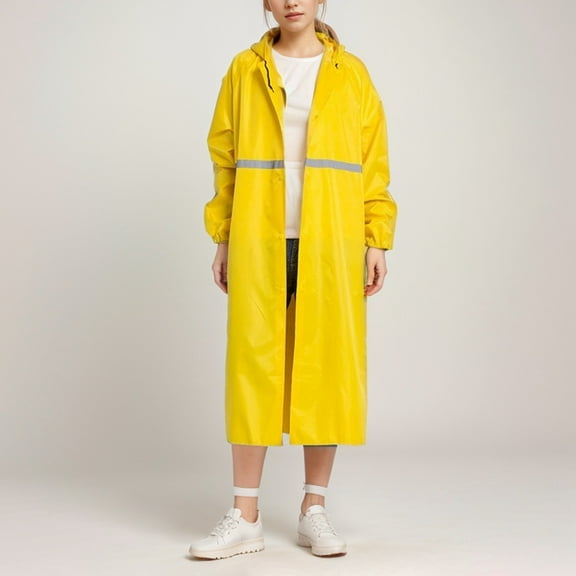 Unisex Full Length Raincoat With Hood | Adult Rain Jacket | High Visibility Reflective Strip | Windproof & Heavy Rain 2x down Jacket Womens Raincoats plus Size Woman Rain Jacket Water Proof Wind Proof