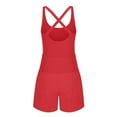 thumbnail image 2 of Women's Workout Athletic Romper, One-Piece Running Outfits, Cut Out Tank Style S-1 Short Jumpsuits New Red M, 2 of 4