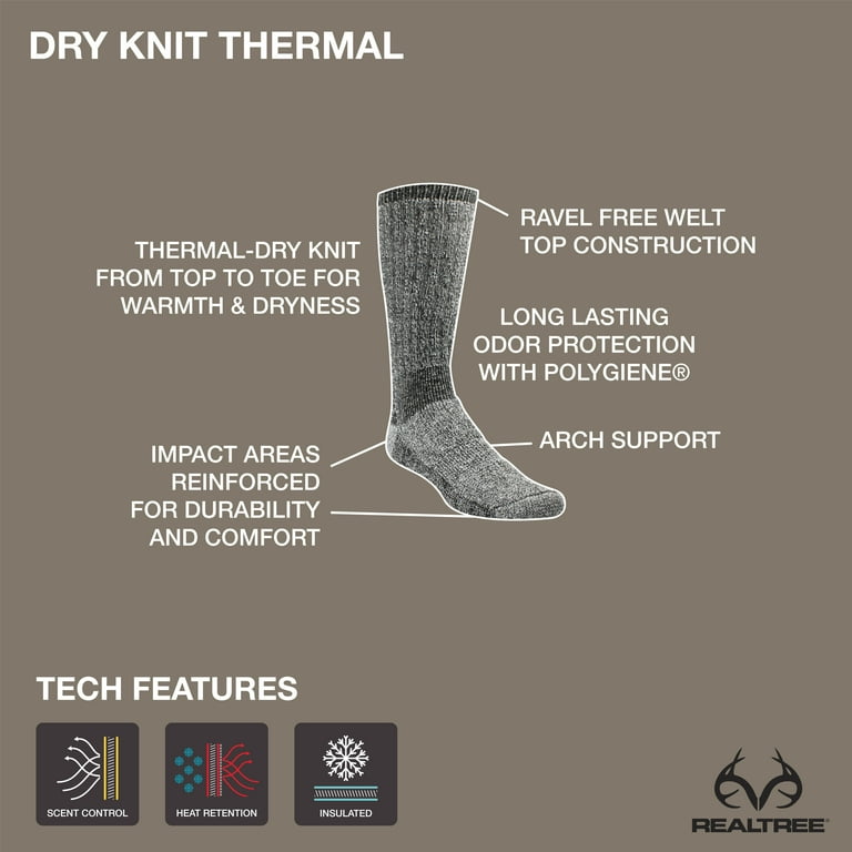 Realtree Men's Thermal Dry Knit Socks - Walmart.com