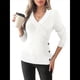 thumbnail image 2 of Suéteres de Larga con Cuello en V para Mujer, Suéteres Cruzados y Fruncidos, Blusas de Otoño M, 2 of 8