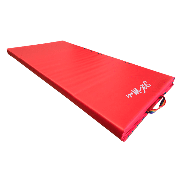 FitMats Single Red Mat with G/Y/R Handles Exercise Mat - 4ft x 2ft - Thick Comfortable Foam, Easy to Store & Carry - Ideal for Yoga, Pilates, Stretching, & Home Fitness Workouts