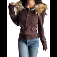 thumbnail image 1 of Suéter Cárdigan con Cremallera para Mujer, Sudadera con Capucha de Piel Sintética con Cable, Chaqueta de Larga, Conjuntos de Punto Y2K Marrón L, 1 of 9