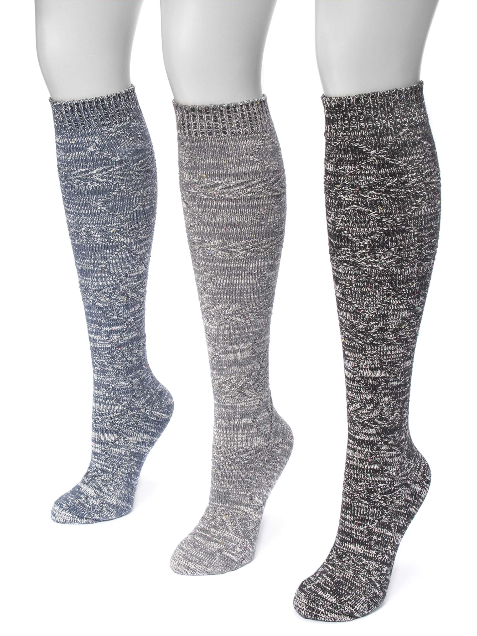 Women's 3 Pair Pack Diamond Knee High Socks