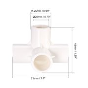 Unique Bargains 4 Way Elbow Pipe Fitting,Furniture Grade,1/2-inch Size Tee Corner Fittings White 6Pcs
