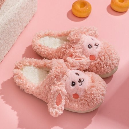 

CoCopeanut House Slipper Fluffy Womens Winter Kawaii Cartoon Bunny Bear Plush Contton Anti Skid Indoor Funny Cute Female Fuzzy Shoes Flat