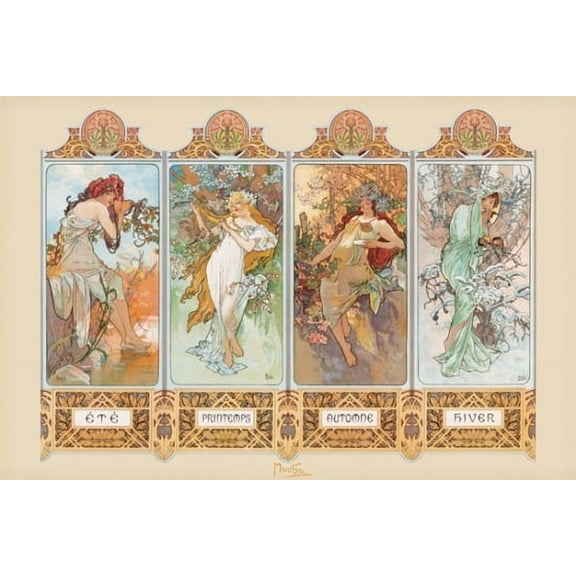 Mucha - 4 Seasons Poster Print (36 x 24)