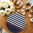 thumbnail image 2 of Anchor Navy Blue Round 13 Inch Placemats Set of 4, Red Nautical White Geometric Stripes HeatResistant Non Slip Place Mats for Dining Table, Wipeable Braided Kitchen Table Mats for Housewarming, 2 of 9