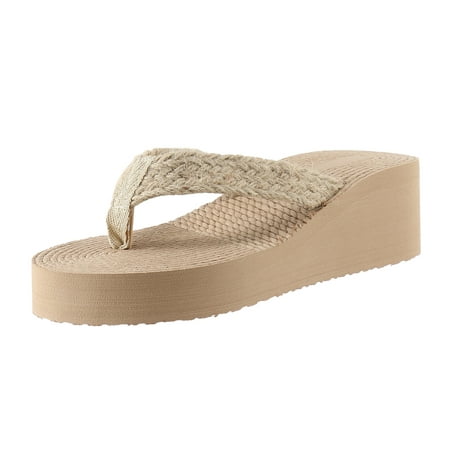 

zttd fashion spring and summer women slippers thick bottom wedge heel lightweight flip flops simple design casual style women s slipper a