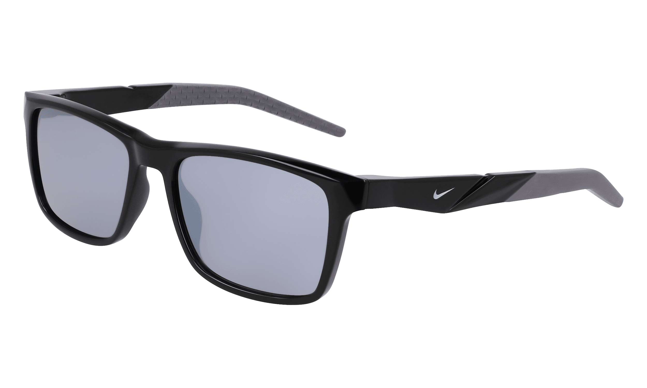 Nike Men's Rectangle Prescription Sunglasses with Case, NIKE Radeon 1 FV2402G, Matte Black/Silver Flash