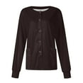 thumbnail image 2 of Terylene Twill Fabric Women’s Round Neck Button‑Up Scrub Cardigan Long Sleeve Medical Workwear Top Brown 5XL, 2 of 5