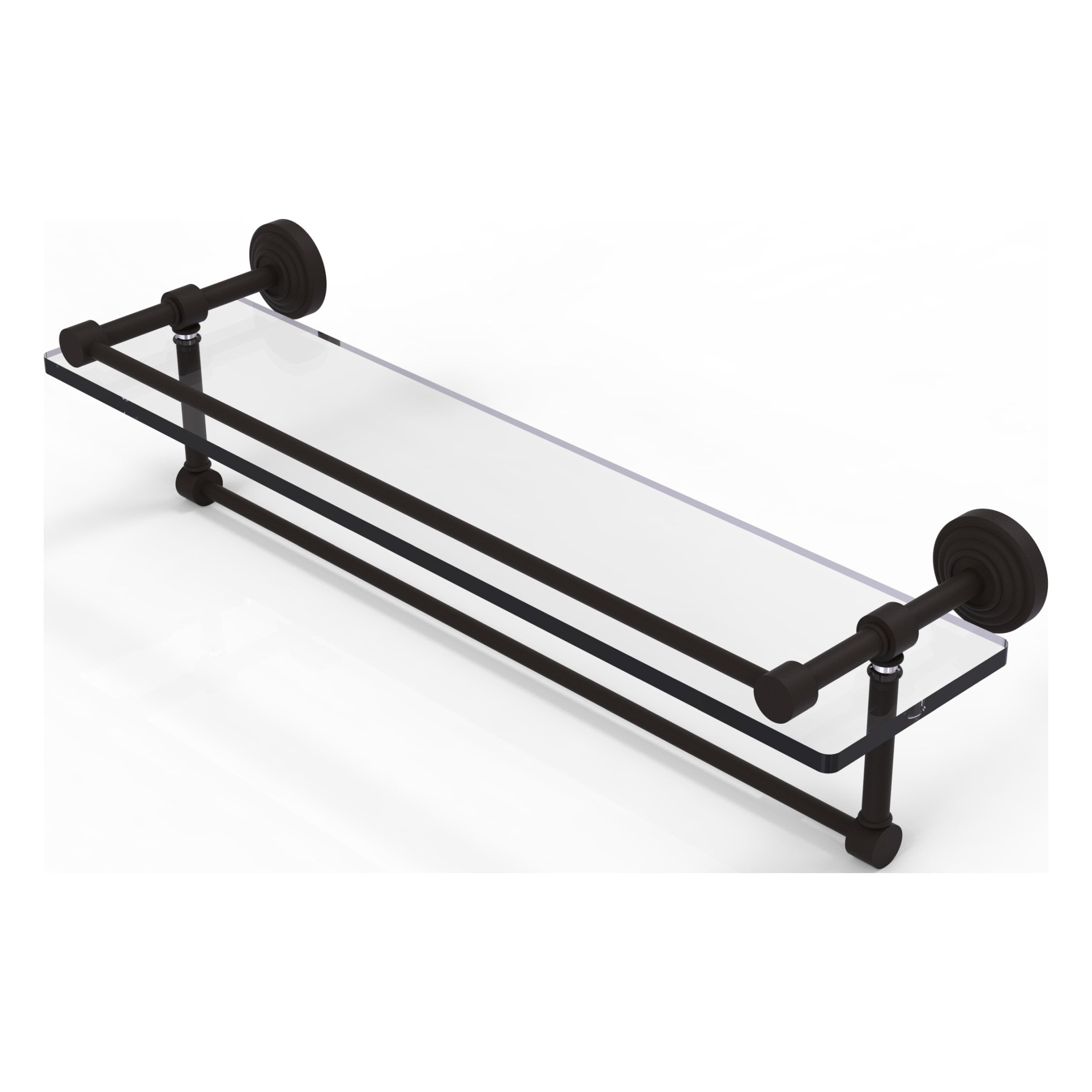 Waverly Place Collection Gallery Rail Glass Shelf with Towel Bar Oil