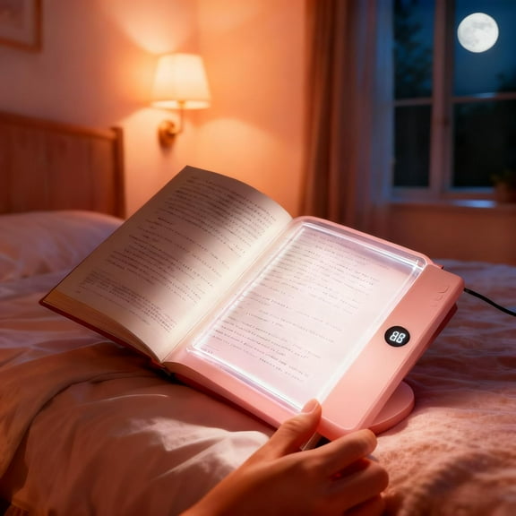 Flat Book Light, Rechargeable LED Reading Light with 3 Colors & Timer, Dimmable Full Page Panel Clip-On Light for Reading in Bed at Night