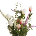 thumbnail image 3 of Enova Home Artificial Flowers Mixed Silk Tulip Fake Flowers Arrangement in Rectangle Glass Vase with Faux Water for Home Office Wedding Decoration (Cream Peach), 3 of 3