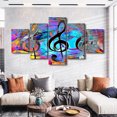 thumbnail image 2 of TISHIRON 5PCS Framed Canvas Wall Art Set,60"x32" Abstract Colorful Music Notes and Clef Canvas Art Decor, 2 of 7