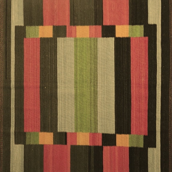 Ahgly Company Indoor Square Abstract Brown Contemporary Area Rugs, 4' Square