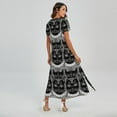 thumbnail image 2 of Black And White Gothic Wiccan Cat Printed Short Sleeve Maxi Dress, Pet Cat Fashion Summer Maxi Dress For Women, 2 of 4