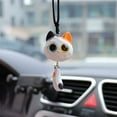 thumbnail image 6 of Car Rearview Mirror Foxes Pendant Ornament - Cute Cartoon Fox Decoration, Plastic Black White Gray, 6.5x3.5x3 cm Lightweight Hanging Charm for Car Interior Keychain Bag Accessory, 6 of 6