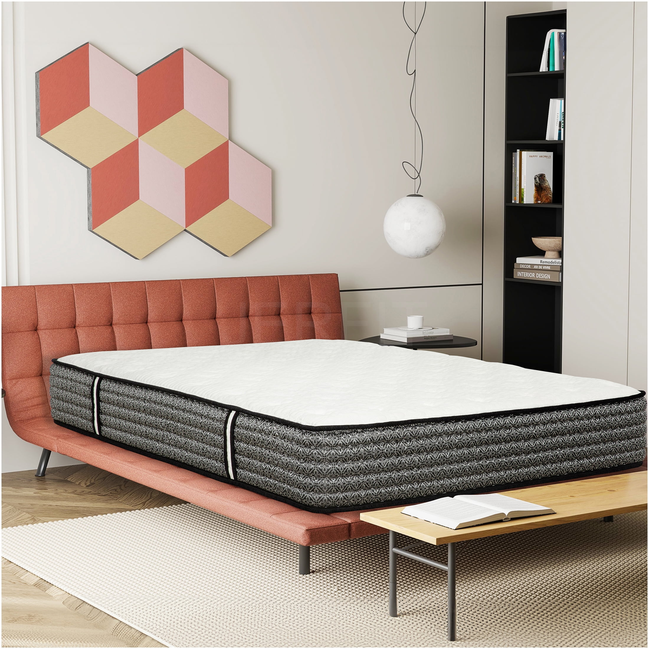 JERFIT 12 Inch King Cooling Gel Memory Foam Hybrid Mattress, Plush Top, Pocket Innerspring, Motion Isolation, CertiPUR-US Certified, Bed-in-a-Box