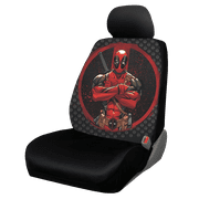 Plasticolor Deadpool Washable Polyester Universal Fit Automotive Seat Cover, Black, 1 Pk