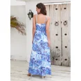 thumbnail image 3 of Cuteduck Womens Casual Sleeveless Long Dress Sexy Spaghetti Strap Deep V Neck Floral Boho Criss Cross Backless Chiffon Beach Party Maxi Dress, S-2XL, 3 of 4
