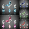 thumbnail image 3 of Kripyery Women Cocktail Crystal Butterfly Cubic Zirconia Necklace Stud Earrings Jewelry Set, 3 of 8