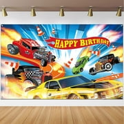 Hot Car Birthday Party Decorations Hot Race Car Birthday Party Backdrop Banner Background for Boys Birthday Supplies Racing Car Signs for Indoor Outdoor Birthday Party Decorations Supplies