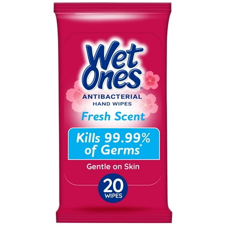 Wet Ones Antibacterial Hand Wipes Fresh Scent, 20 Count, 2 Pack