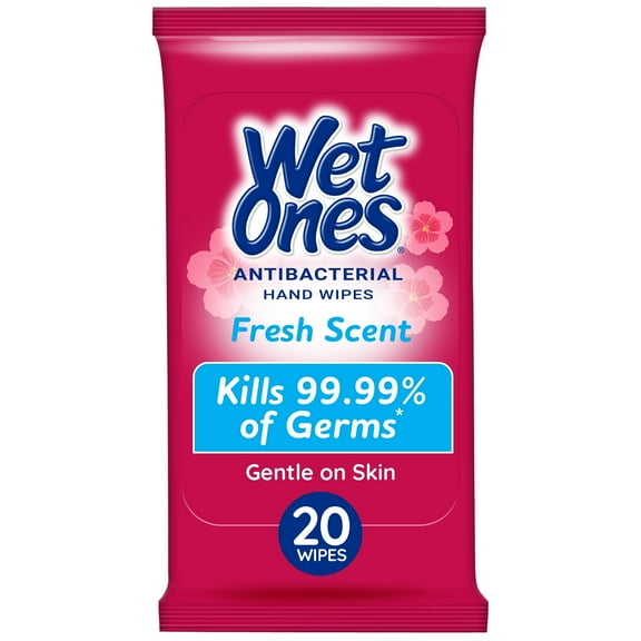 Wet Ones Antibacterial Hand Wipes Fresh Scent, 20 Count, 2 Pack