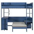 thumbnail image 4 of Harper & Bright Designs Full Size Loft Bed with Extendable Desk and Lights, Wood Loft Bed Frame with Storage Shelves & Padded Foldable Sofa, Space-Saving Loft Bed for Dorm Apartment, Navy Blue, 4 of 17
