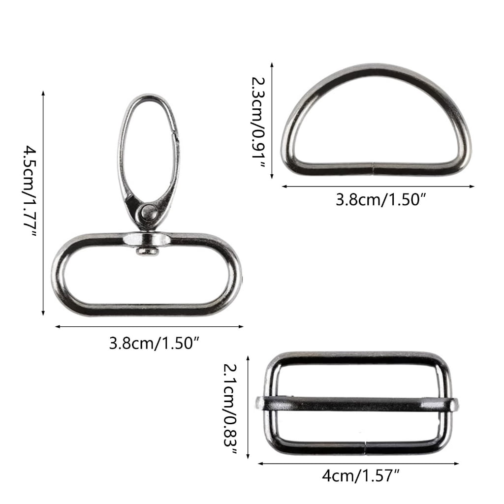 Oasiva 60 Pieces Swivel Snap Hooks, Metal D Rings, Triglide Slide Buckles for DIY Handicrafts Backpack Handbag Tote Purse