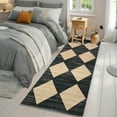 thumbnail image 4 of Garvee 2'x6' Geometric Diamond Runner Rug, Machine Washable Rug Stain Resistant Indoor Carpet With Non-Slip Backing, Soft Low Pile Rug for Hallway Bedroom Laundry, Black Camel, 4 of 8