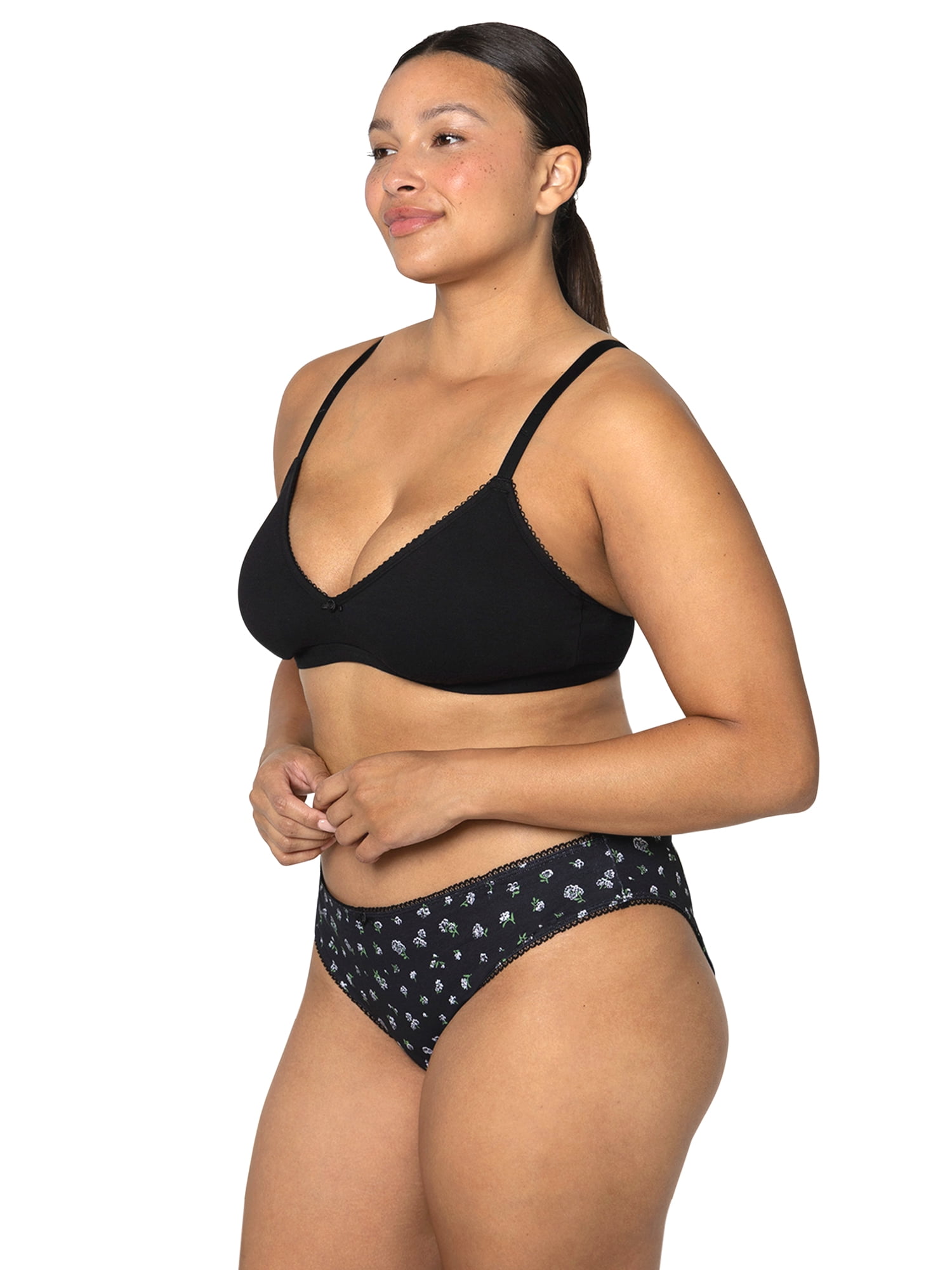 fresh collection by Fruit of the Loom Women's Cotton Triangle Bralette and Bikini Underwear Set