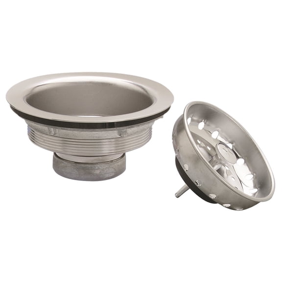 Keeney PP8PC Heavy Duty 3.5-in Fixed Post Kitchen Sink Strainer, Stainless Steel