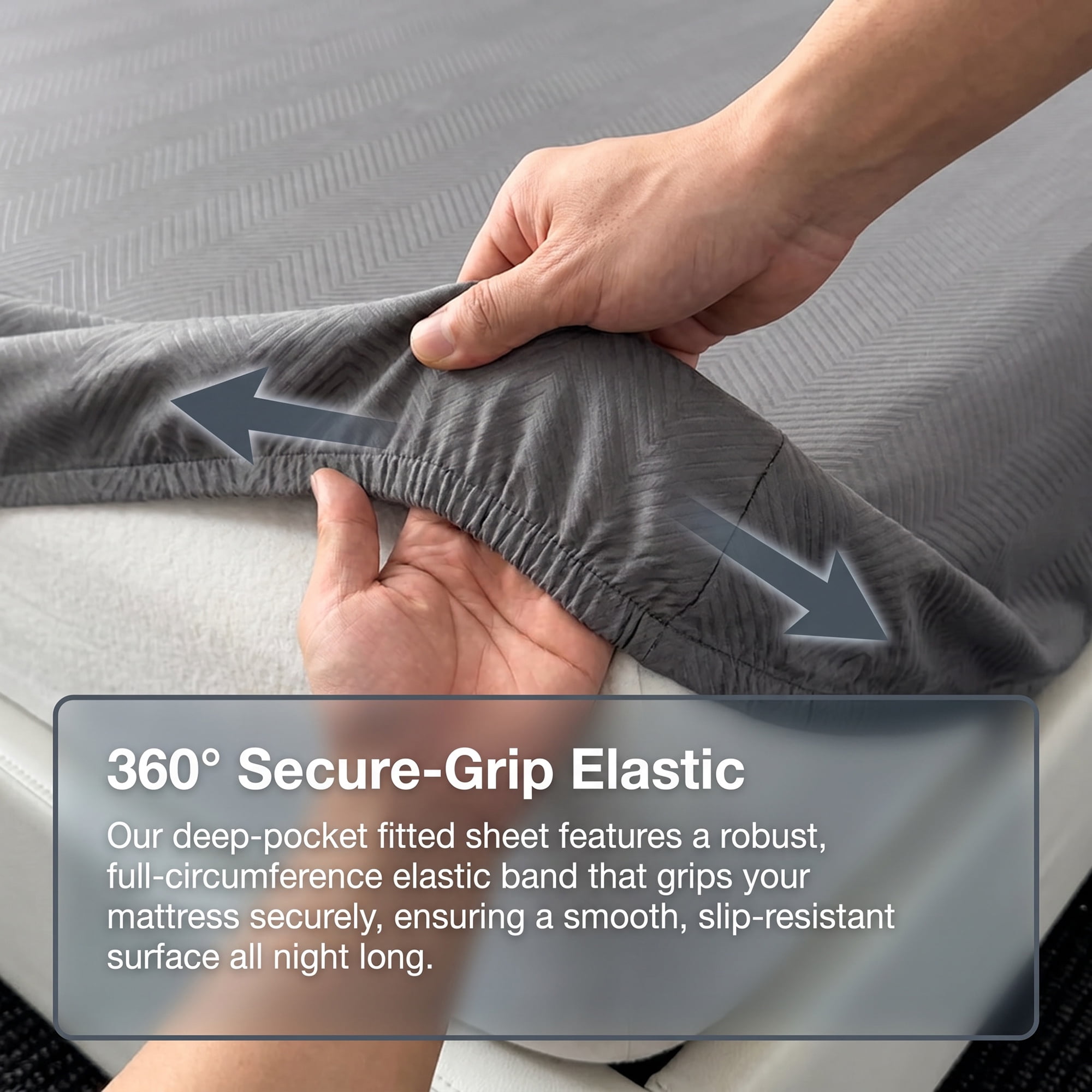 Unique Bargains Fitted Sheet Polyester Ripple Bed Sheets for Sleep Dark Grey 60.2"x79.9"