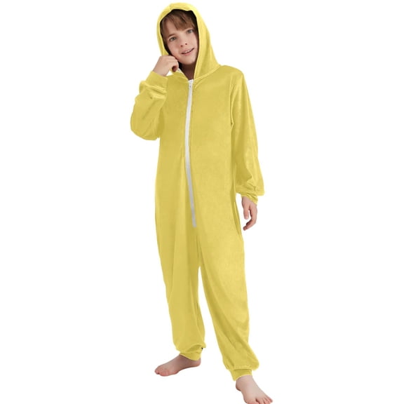 JOOGOO Goose Yellow Pattern Unisex Onesie Pajamas Jumpsuit Kids One-Piece Hooded Sleepwear 7-8T