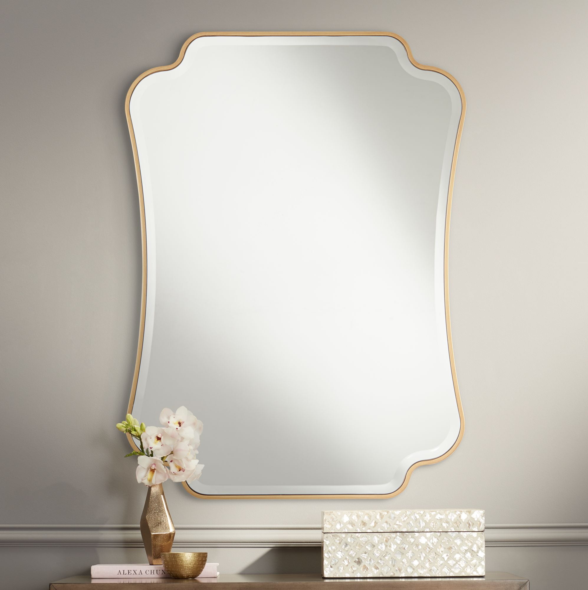 Large rectangle metal copper colour framed wall mirror vintage retro chic vanity 